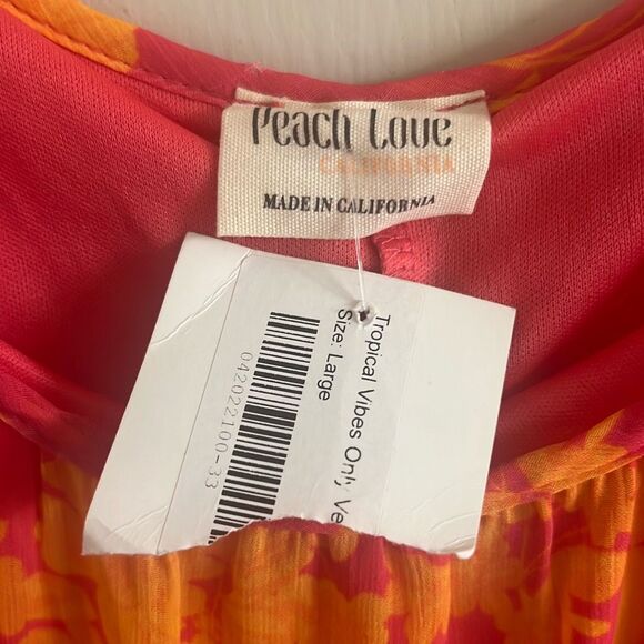 ✨Peach Love Tropical Vibes Only Tiered Mini Sz Large Dress✨ - Picture 3 of 5